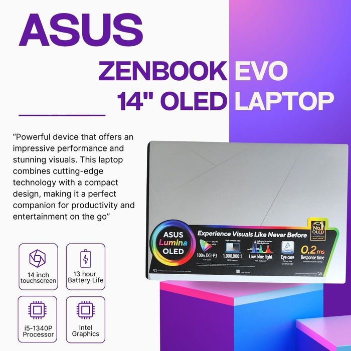 Asus Zenbook Evo 14"OLED 2.8K Laptop 512GB 13th Gen Intel i5