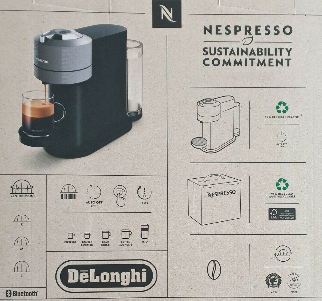Delonghi Nespresso Vertuo Next Coffee Machine - 12 Capsules Included