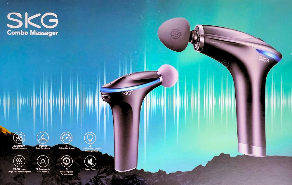 SKG XF7E Portable Massage Gun Duo Combo Massager with Hot Compress Function