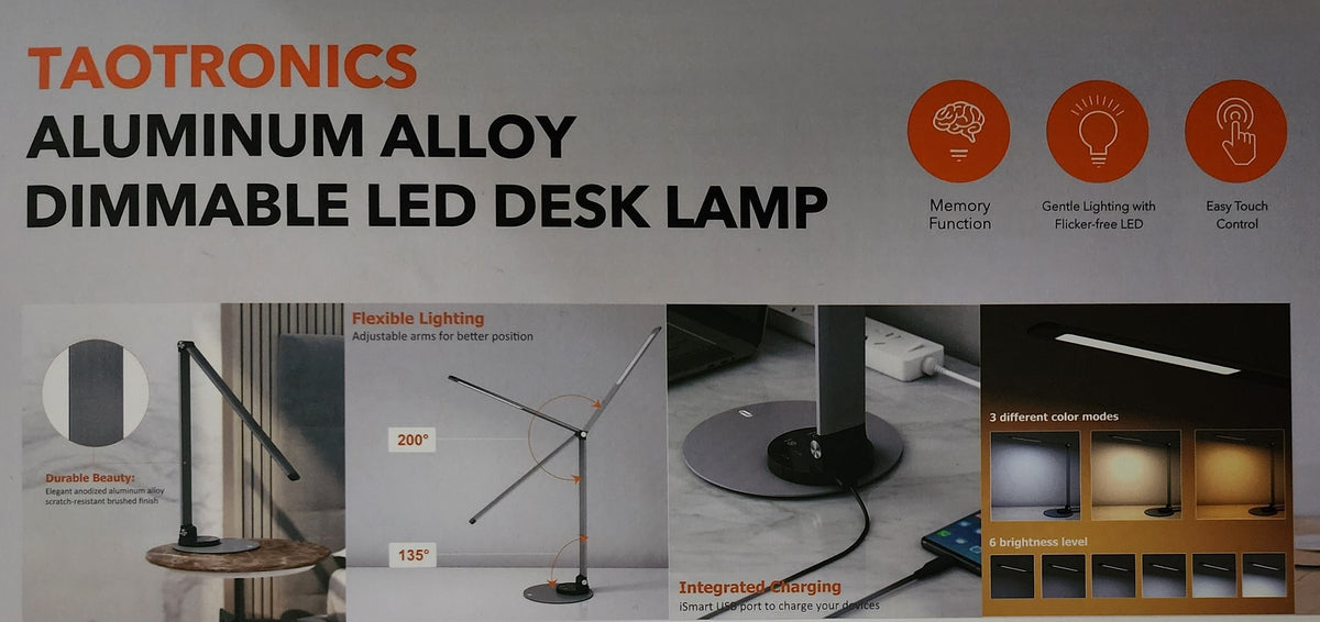 Taotronics Dimmable LED Desk Lamp | Adjustable with USB Charging Port