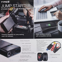 TypeS Jump Starter & Portable Power Bank With Wireless Charging