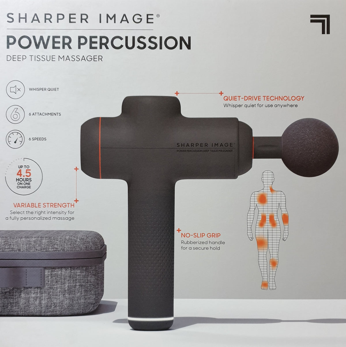 Sharper Image Deep Tissue Massager Power Percussion Massage Gun