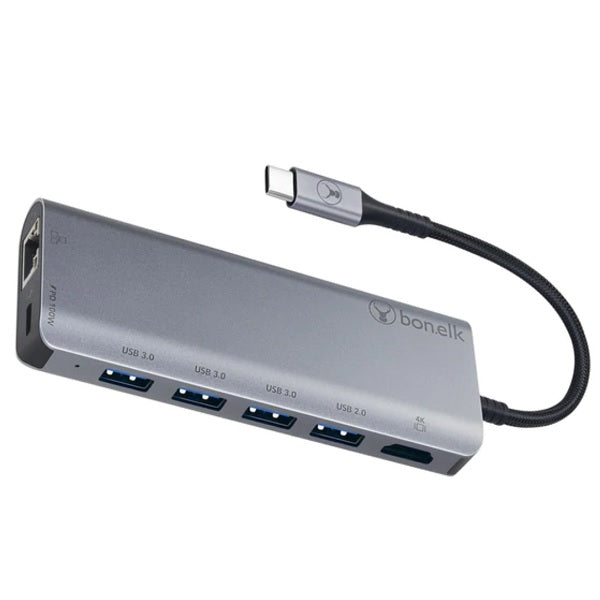 Bonelk 7 in 1 USB-C Multiport Hub Adapter - HDMI / LAN / 4x USB-A / USB-C PD
