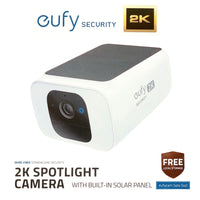 Eufy Security Wire Free 2K Spotlight Camera With Built In Solar Panel