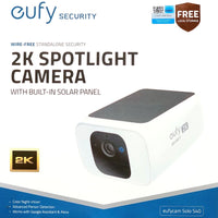Eufy Security Wire Free 2K Spotlight Camera With Built In Solar Panel