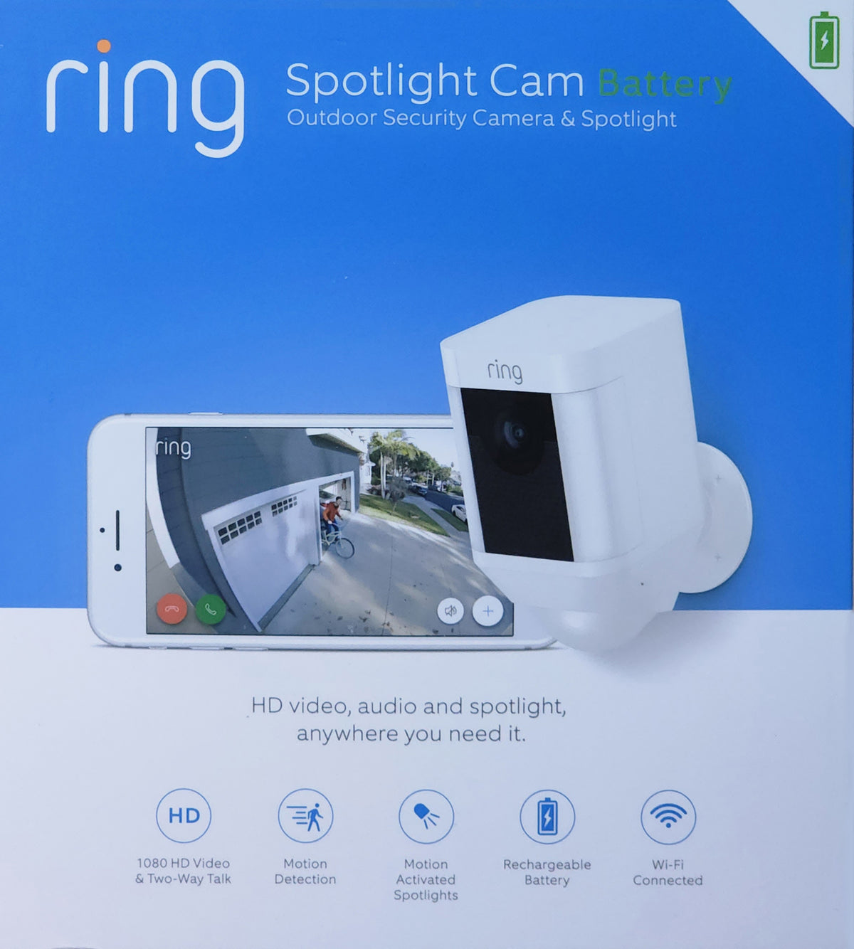 Ring Wireless Spotlight Camera (White) Encrypted Hardware