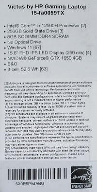 HP Victus 15.6" FHD Gaming Laptop (12th Gen Intel i5) GeForce GTX 1650